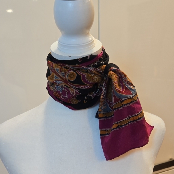 J.G Hook 100% Silk Paisley Scarf - Picture 1 of 6